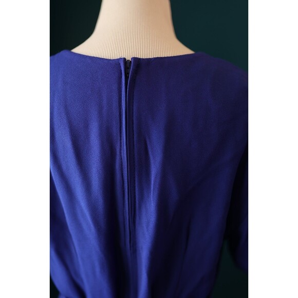 Vintage 80s 90s Tori Alexander Royal Blue Retro Button Down Embroidered Dress 10 - Picture 10 of 12